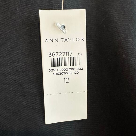 Ann Taylor Scalloped Cotton Linen Cut Out Dress Black 12 NEW - Picture 8 of 15